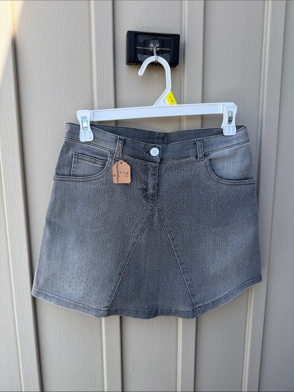 Miss Blumarine Jeans Gray Cotton Embellished Studded Denim Mini Skirt - Picture 8 of 8